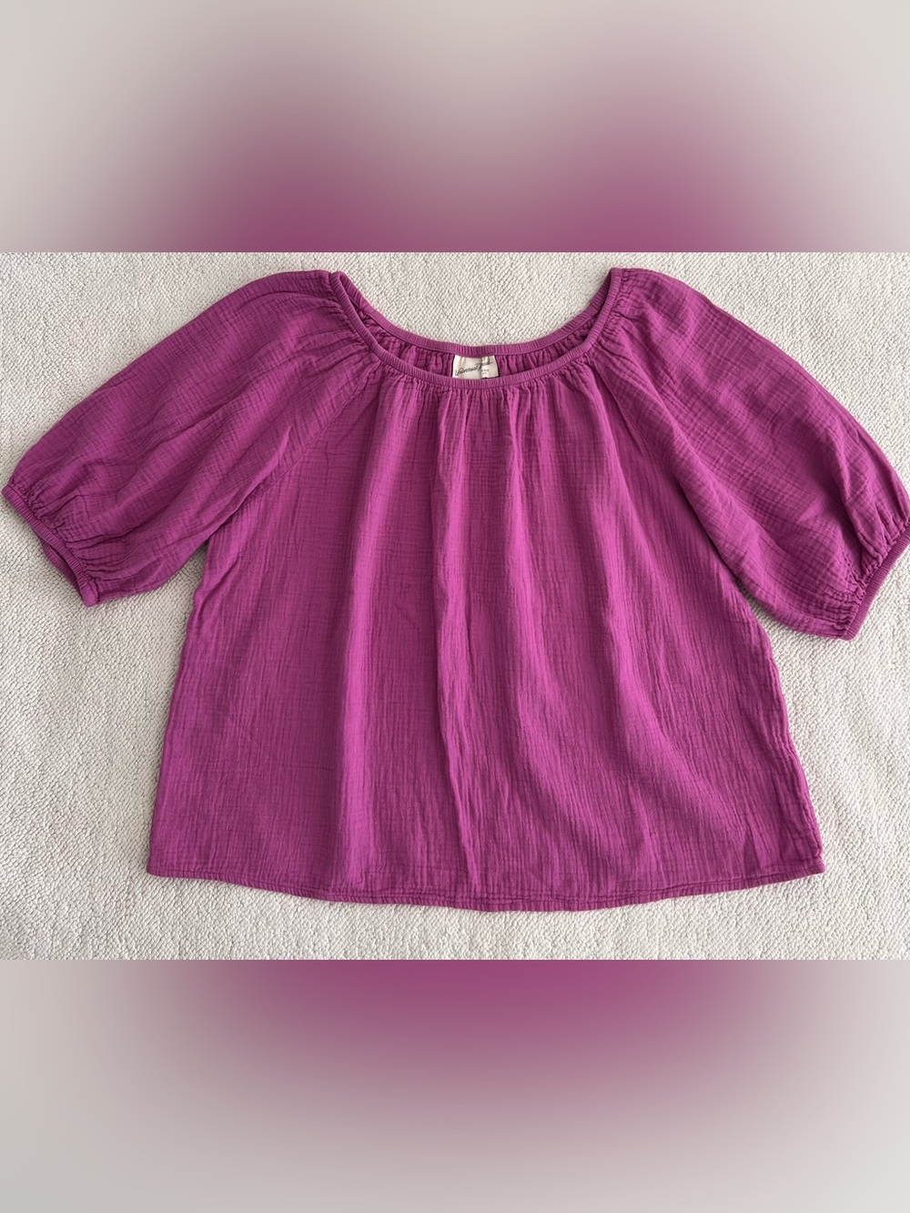 Universal Thread Women’s Purple Blouse Puff Sleeves Size: M